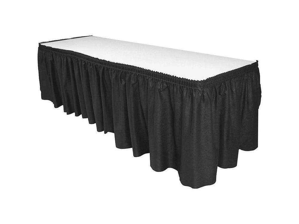 Table Skirting Pleated Polyester 29"x14 ft. Black