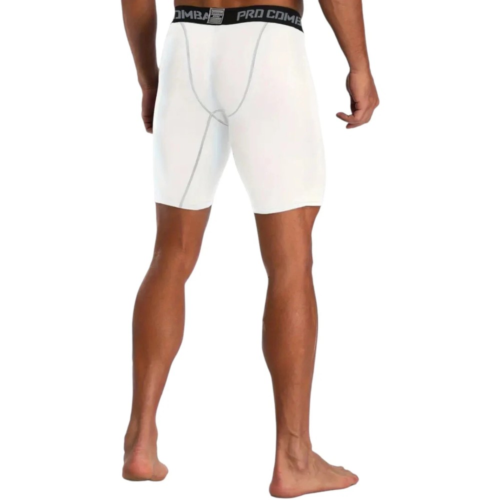 Pro Combat Performance Compression Shorts Athletic Baselayer White 1 Pair Small