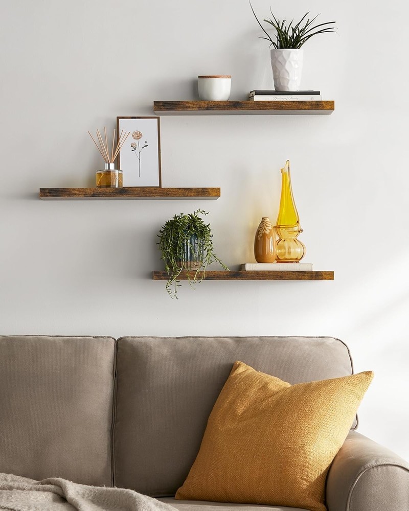 Rustic Brown Hanging Shelves 3 Pack 22.5"