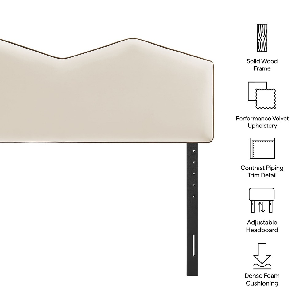Cosette Performance Velvet Full Size Headboard in Alabaster