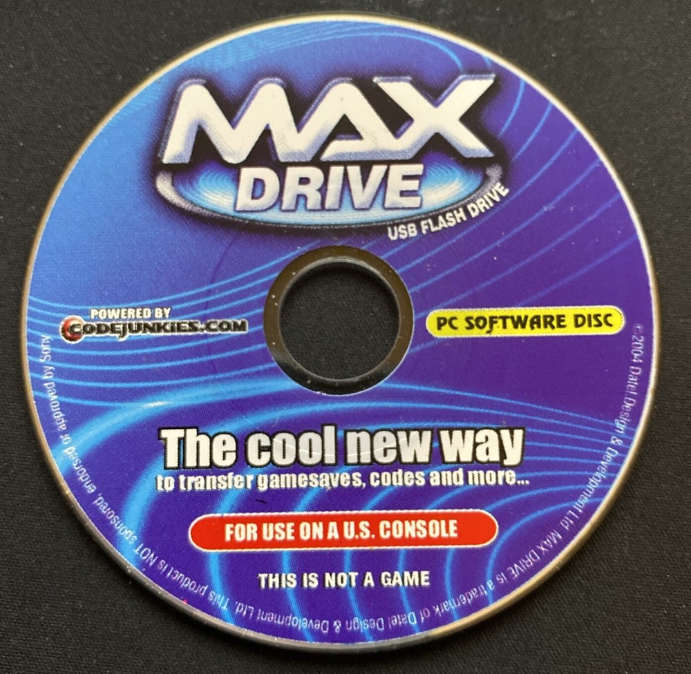 Max Drive - Powered by CodeJunkies - PC Software Disc - 2004 - Action Reply