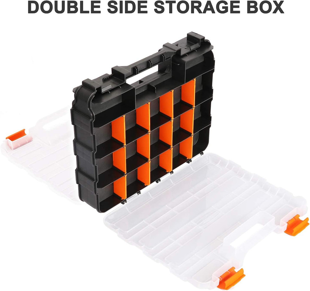Double Side Tools Organizer, Customizable Removable Plastic Dividers, Hardware B