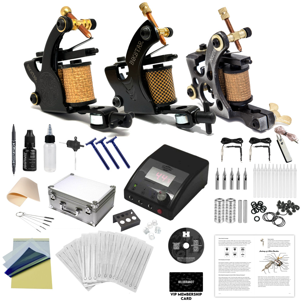 Complete Tattoo Kit Professional Inkstar 3 Machine APPRENTICE & Black Case