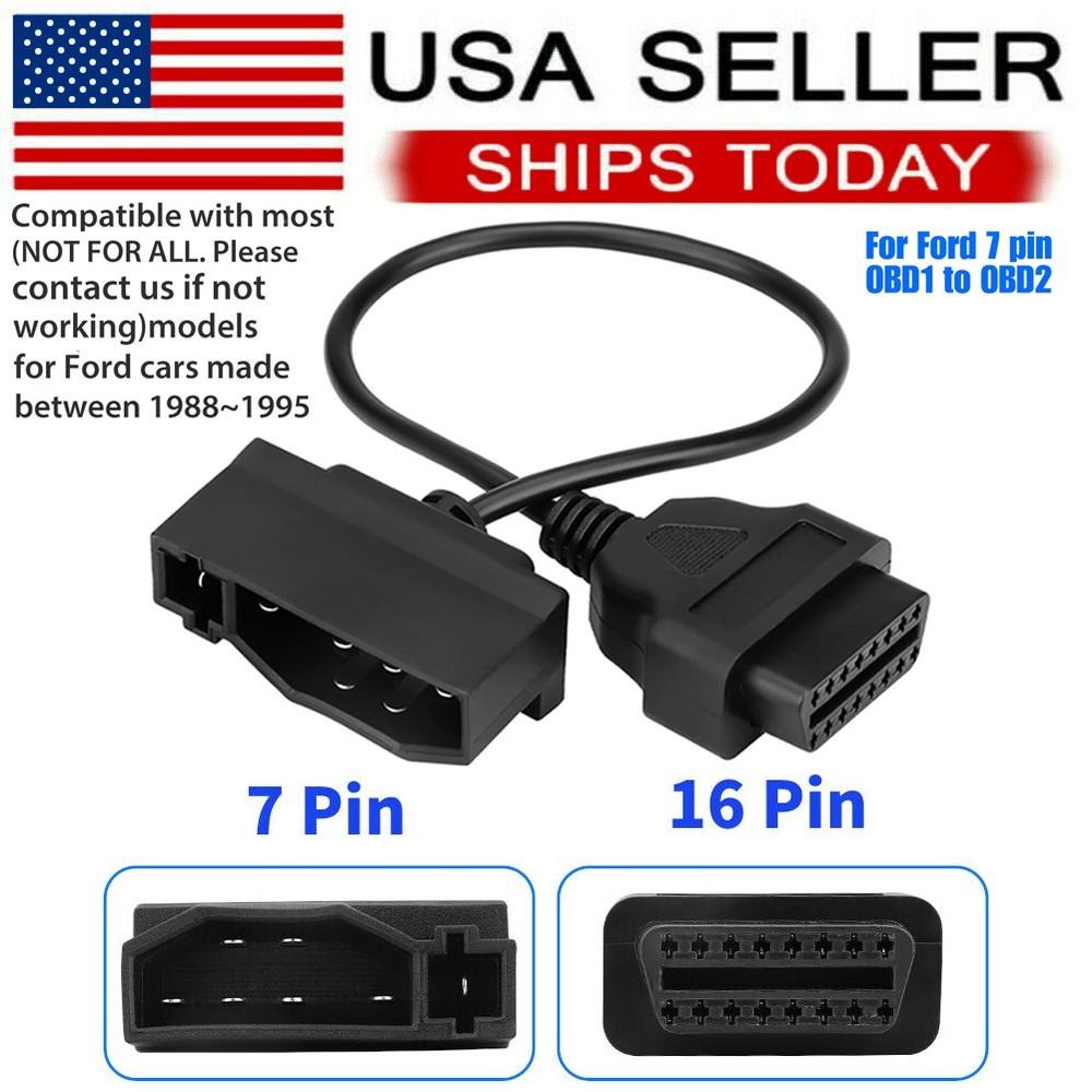 7 Pin OBD1 to OBD2 Cable Adapter Code Reader Scanner For Ford Engine Repair Tool