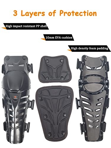 Movable Knee Shin Guard Pads 3 Sections Adjustable Breathable Standard Black