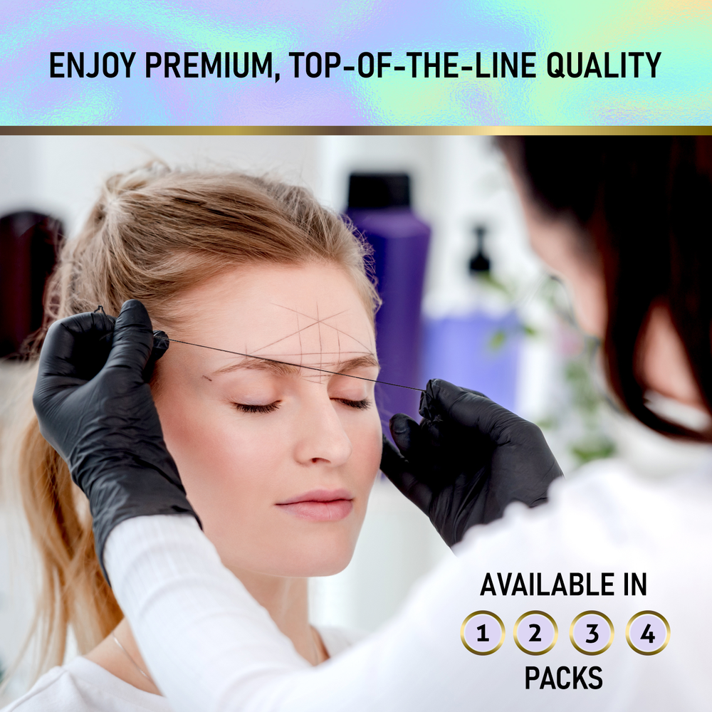 BRAWNA Black and White Pre-Inked Eyebrow Mapping String - Microblading Supplies