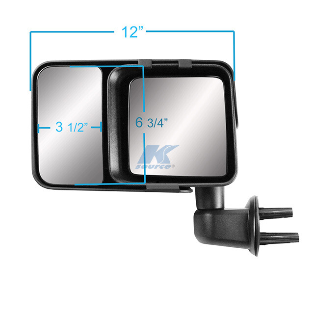 K Source 80740 Exterior Towing Mirror; Snap & Zap; Snap On; Black; Pair