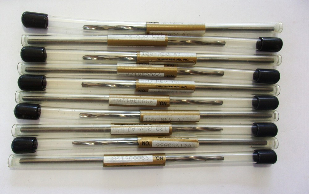 1 - Tungsten Ind. 3 Flat Shank .128 Carbide Drill bit