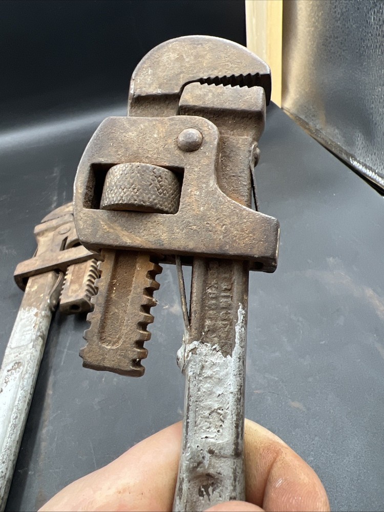 Vintage Lot 3 Pipe Monkey Wrenches Stillson Walworth & Lectrolite Plumbers Tool