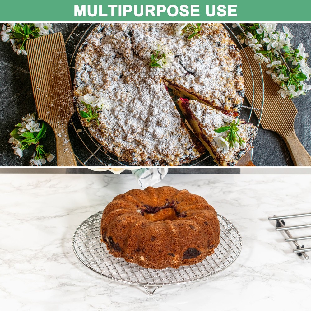 2-Pack Cooling Rack, 13" Round Baking Rack with 20mm Legs [Silver]