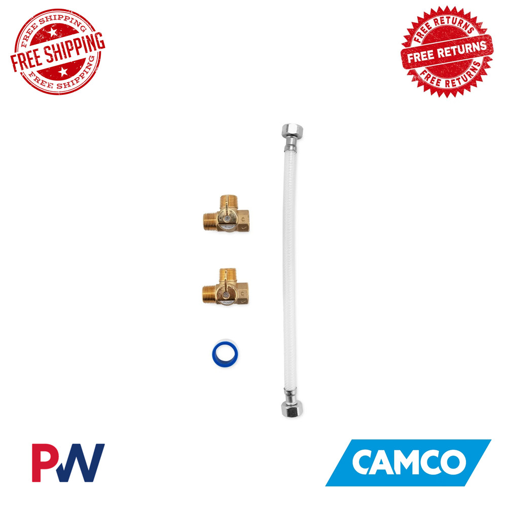 Camco Supreme Permanent RV Water Heater Bypass Kit With 12? Hose And Brass Valve