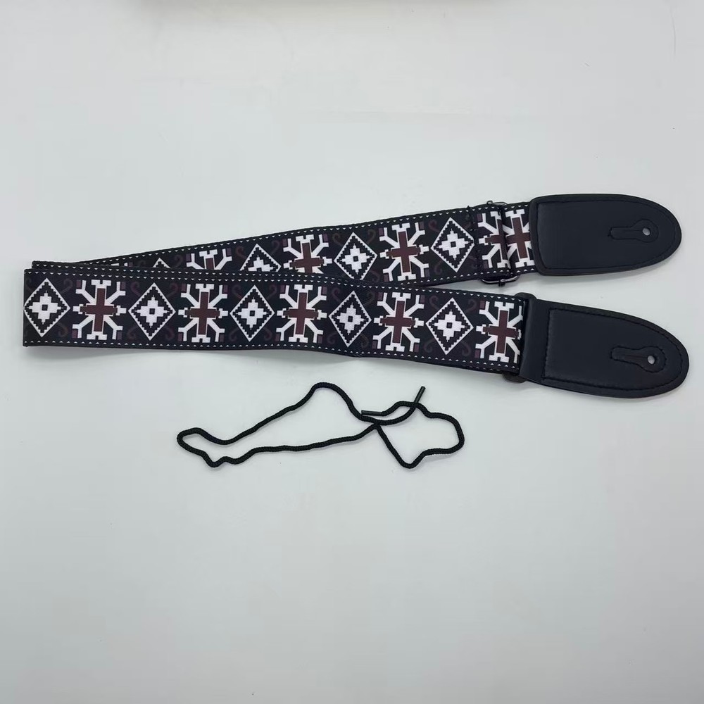 Black checkered pattern guitar strap, highly functional, currently on sale
