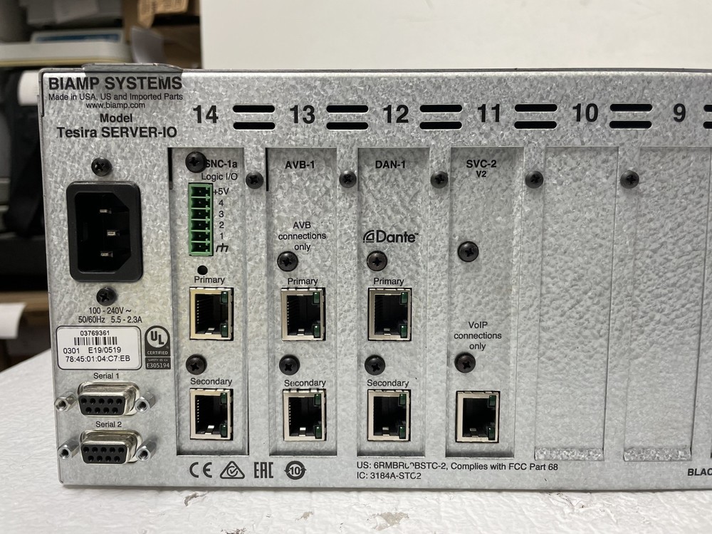 Biamp Systems Tesira SERVER-IO Digital Network Signal Processor DSP w/ 12 Cards