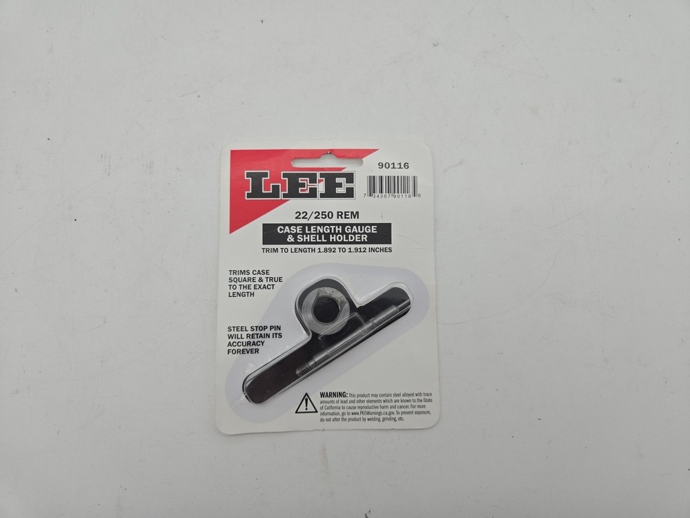 Lee 90221 Case Length Gauge & Shell Holder 22/250 Rem