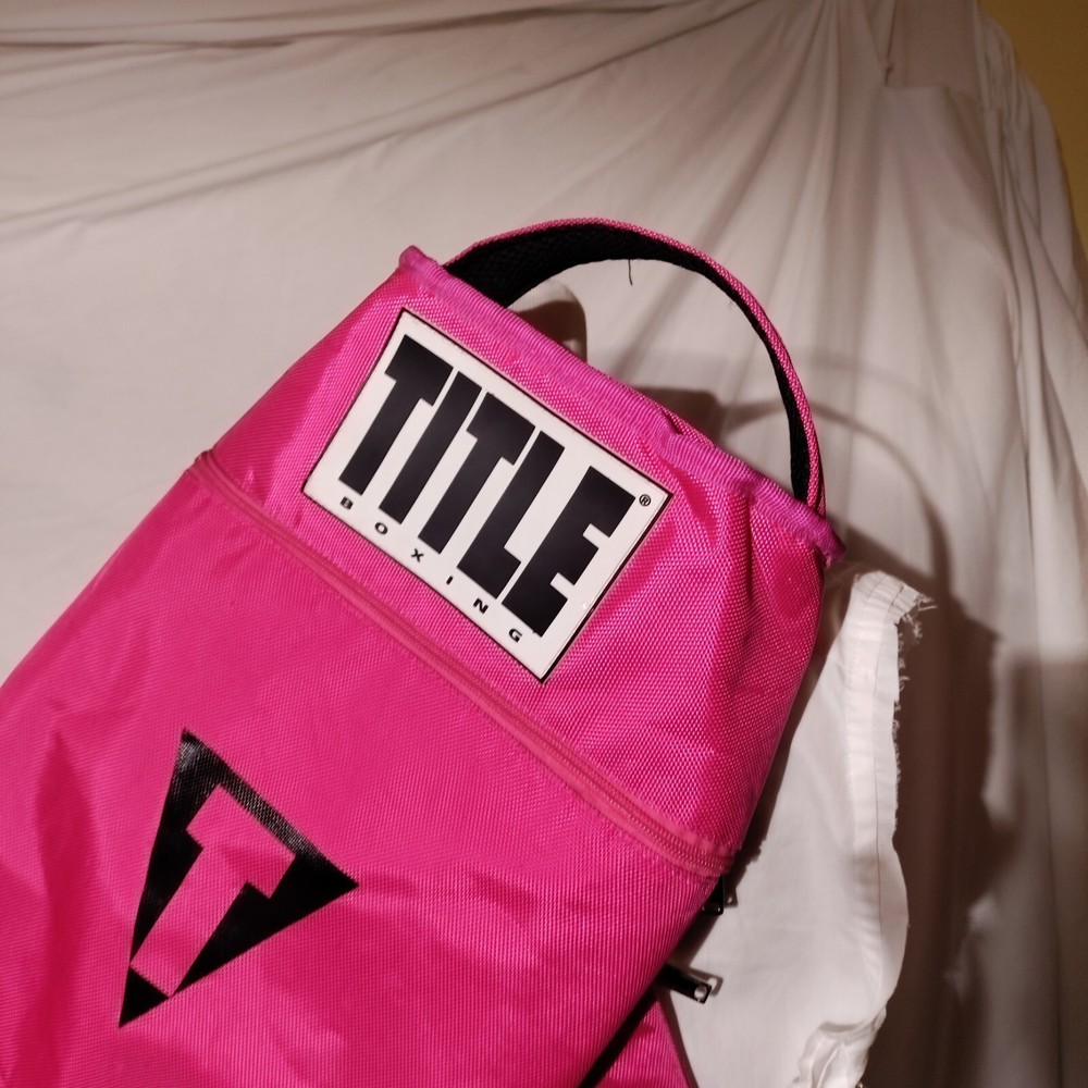 Title Boxing Pink Black Backpack With Logo Patch Zipper Pulls