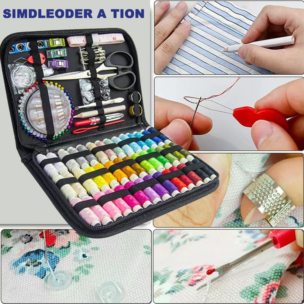 JUNING Sewing Kit with Black Case Portable XL-42 Threads-Black,