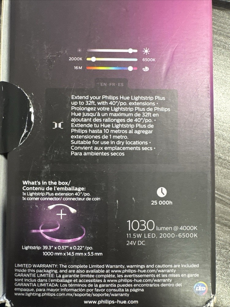 Philips Hue 40 In. Plug-In LED Bluetooth Lightstrip Plus Extension - 555326