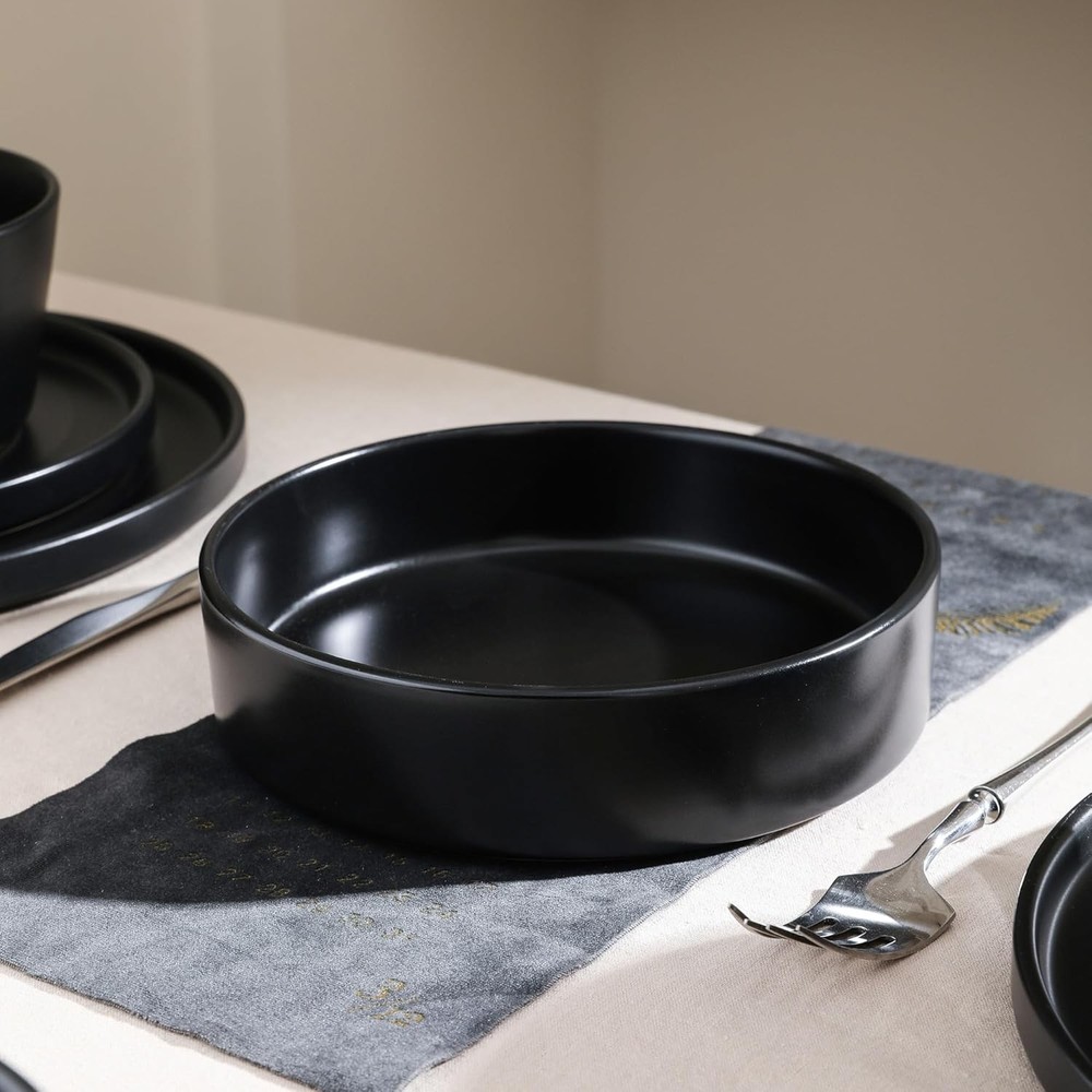 Celina Modern Stoneware 16-Piece Dinnerware Set Cereal & Dinner Bowls Dinner