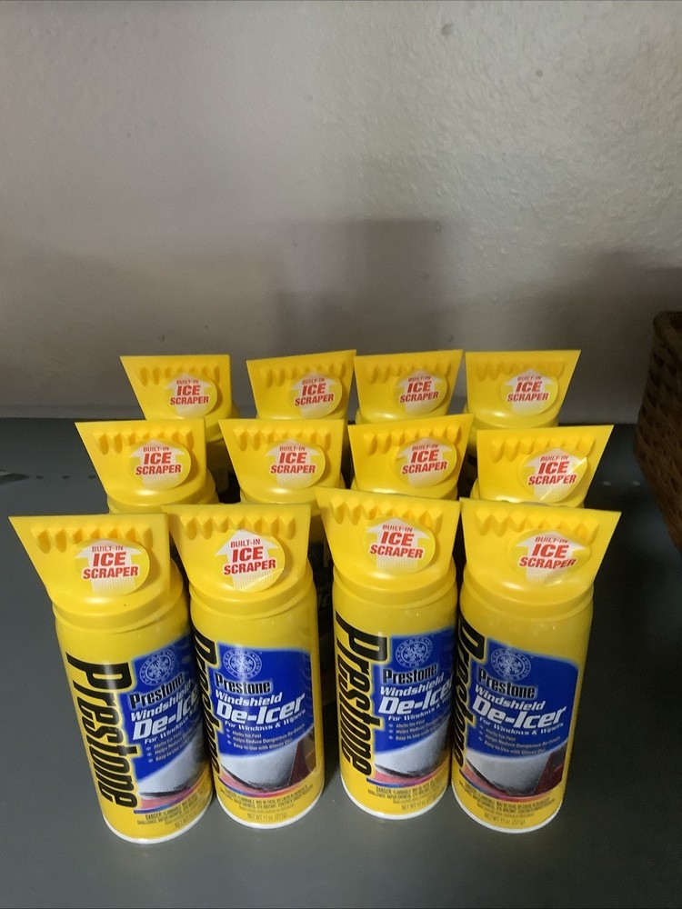 Prestone Windshield De-Icer Aerosol Scraper Top 11 Oz Each (12 PACK)