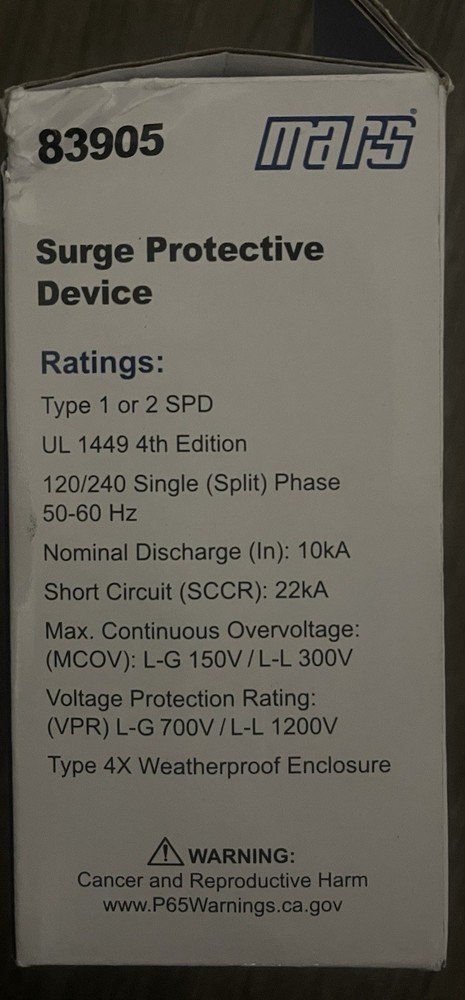83905 MARS Surge Protective Device 120/240 Single Phase