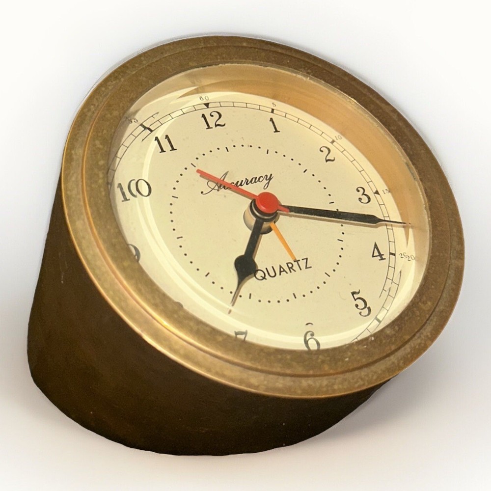 Vintage Quartz Solid Brass Accuracy Ships Clock - Untested