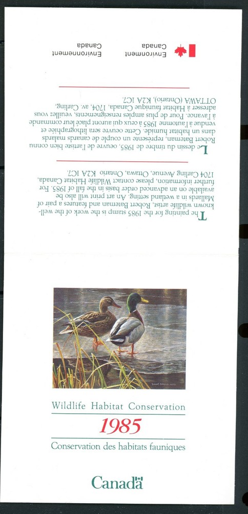 CANADA 1985 DUCK STAMP MINT IN FOLDER AS ISSUED MALLARDS by Robert Bateman