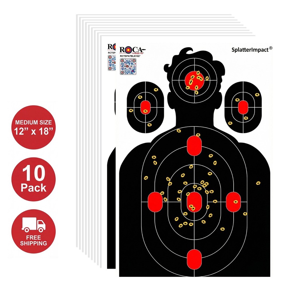 Splatter Target, Reactive Silhouette Impact Target, M 12x18" 10 Pk
