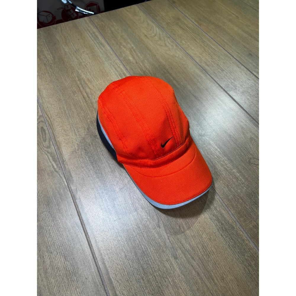 Vintage Nike Hat Cap Strapback Orange Tailwind 7 Panel Reflective Tennis Cycling