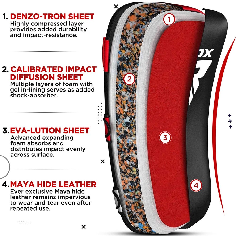 RDX Muay Thai Pad for Training, Curved Kickboxing Kicking Strike Single, Red