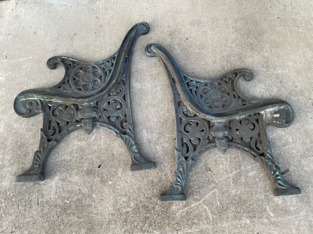 Vintage Solid Brass Bench Ends One Pair