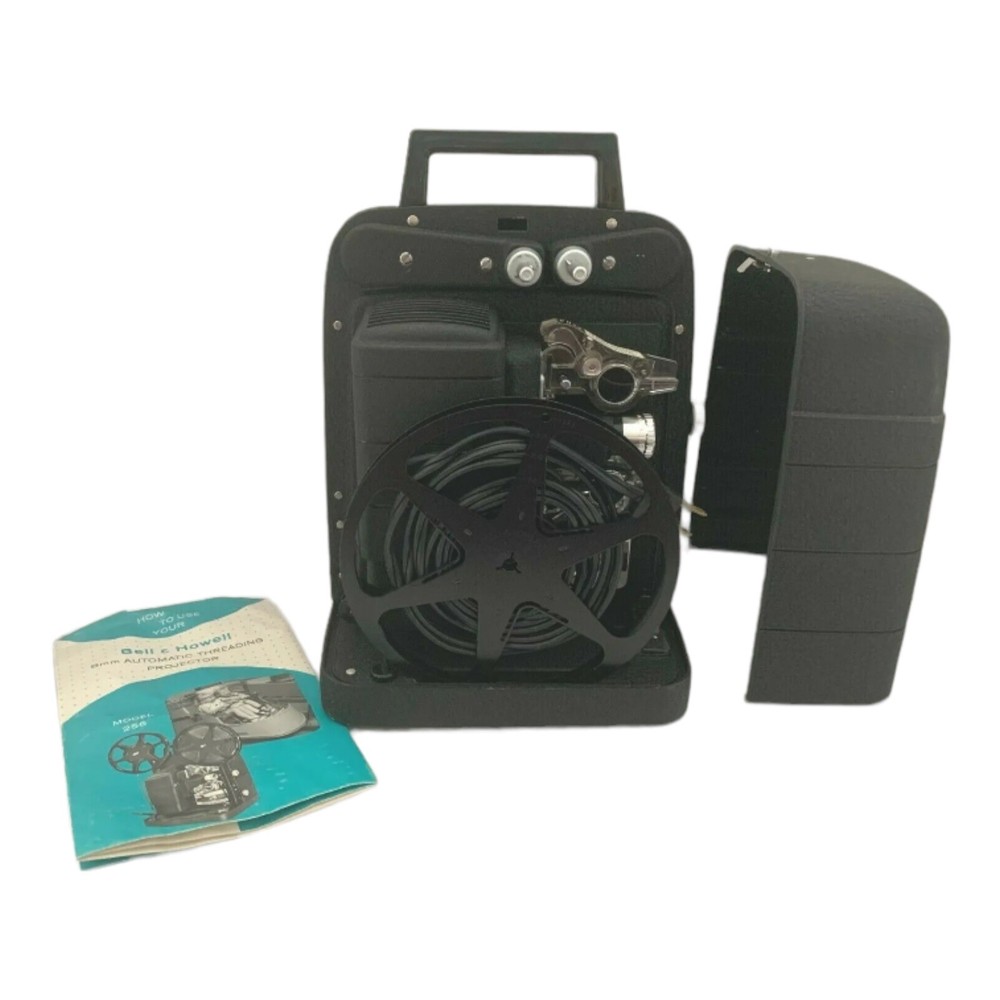 Vtg Bell and Howell Automatic Threading Projector 8mm Model 256 & Case - Working