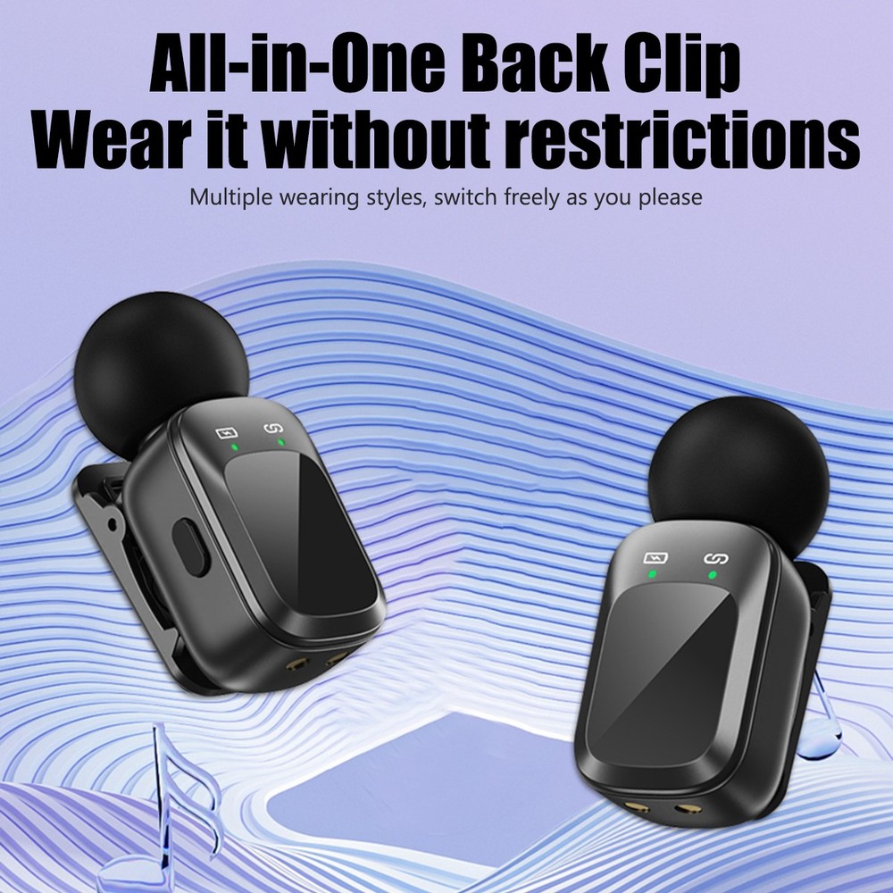 Wireless Microphone Mini Mic for iPhone/Android Phone, LED Display Lavalier Mic