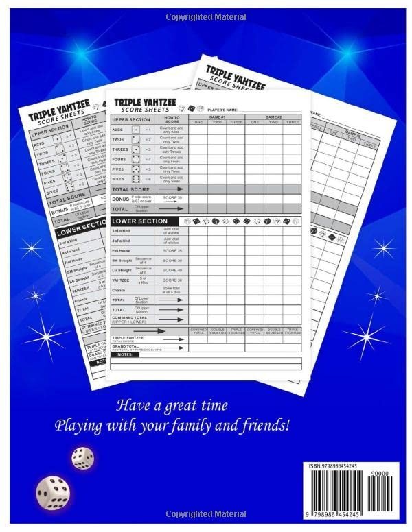 Triple Yahtzee Score Sheets: Pads with 130+ Pages,...