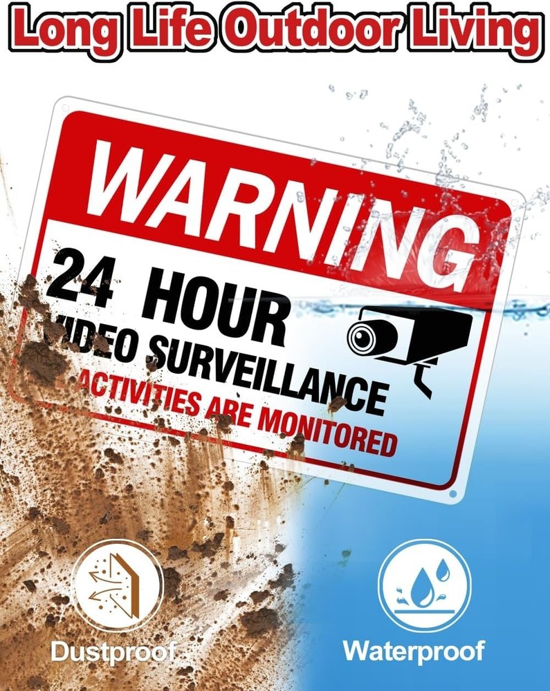 Video Surveillance Sign 4-Pack - Durable 12"x8" Reflective Security Warning