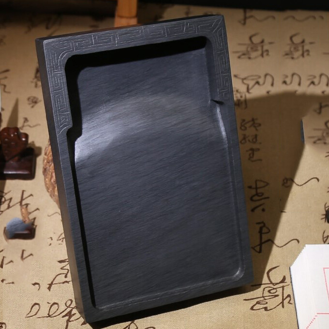 20cm Natural Rock Pattern Inkstone Calligraphy Inkslab Painting Copybook Tool