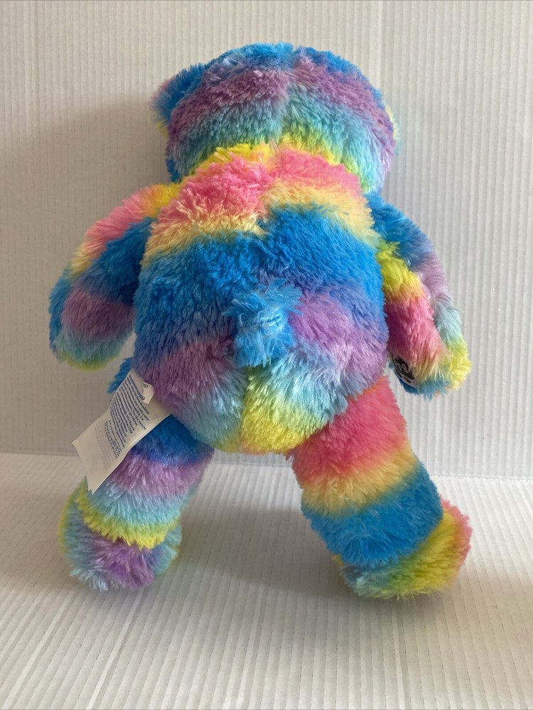 Build A Bear Workshop Rainbow Stripe Sparkle Bear 16” Plush Striped Stuffed Bear
