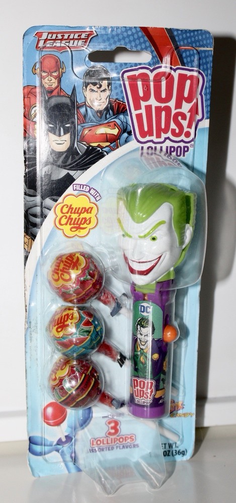 DC Comics The Joker Pop Ups Lollipop includes 3 Lollipops Chupa Chups Candy