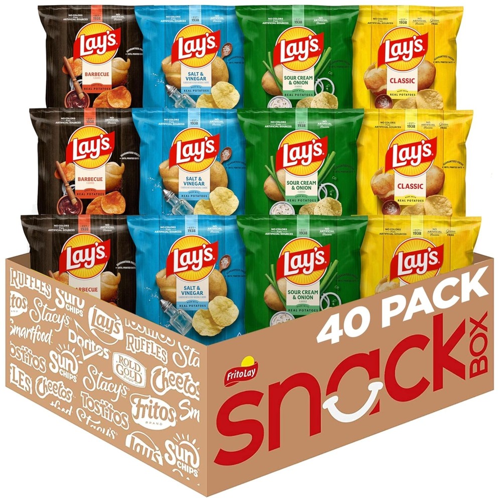 Lay's Potato Chips, Classic & Barbecue, 40 Pack