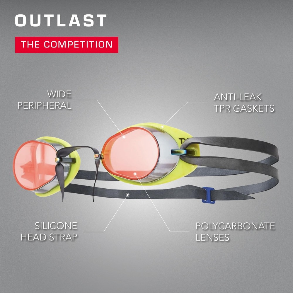 Racing Goggles for Competitive Swimmers Metallized Design, Comfortable Fit