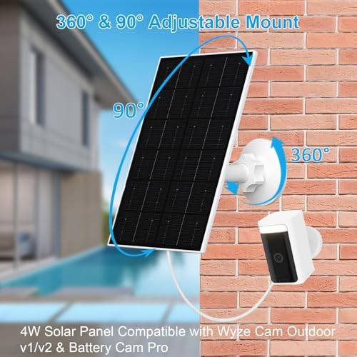 4W Solar Panel for WYZE Camera, USB-C & Micro USB Adapter, 9.8ft 4W-1 Pack