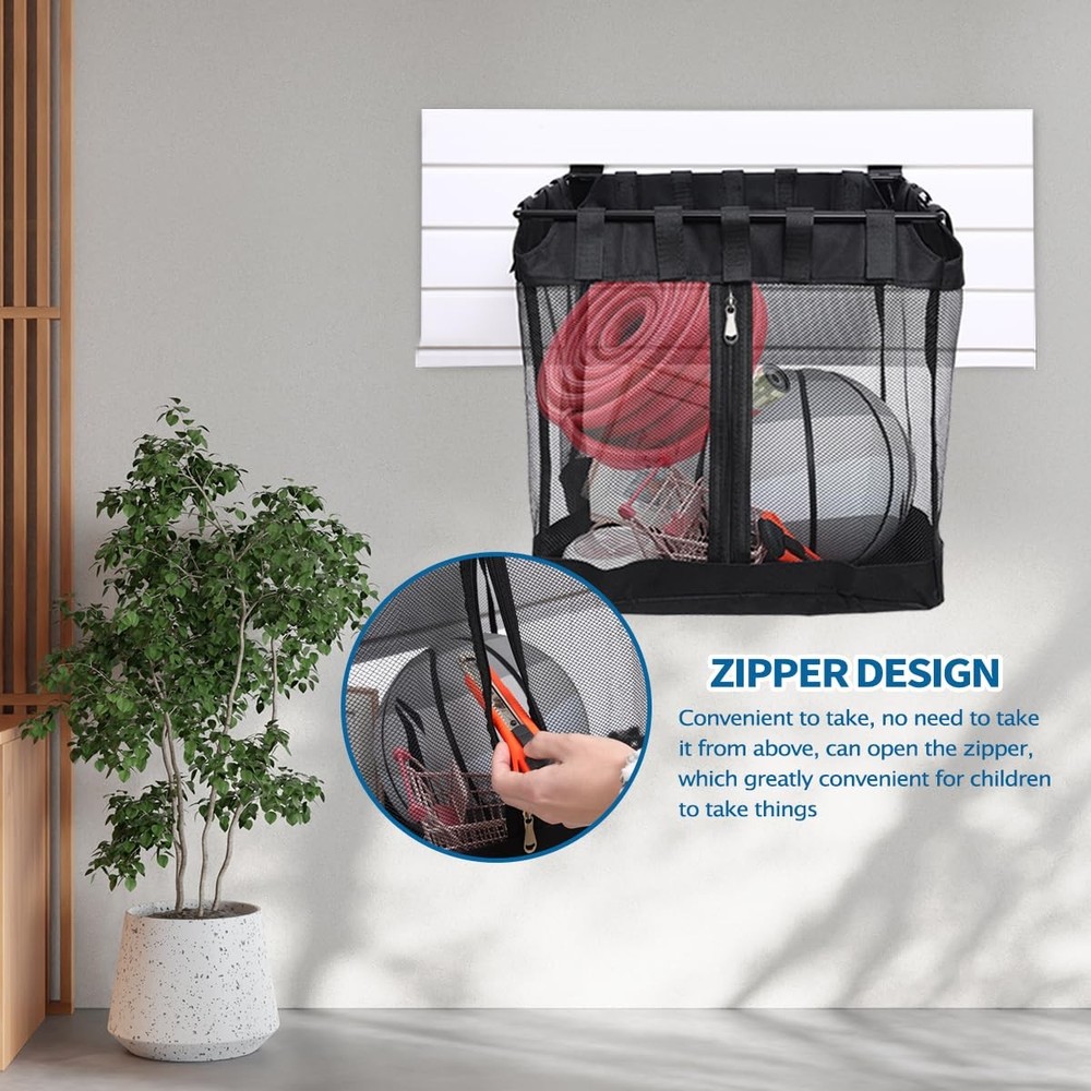 2Pcs Large Slatwall Baskets Mesh with Zipper Large, A