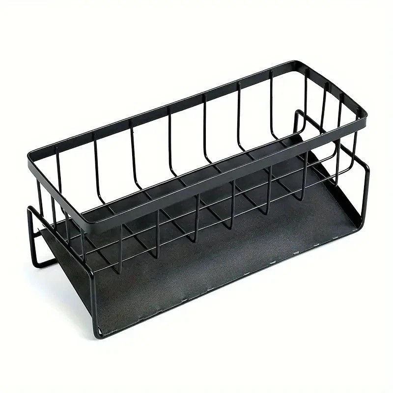 Black Aluminum Kitchen Sink Sponge Organizer Rack with Towel Holder Rust Free