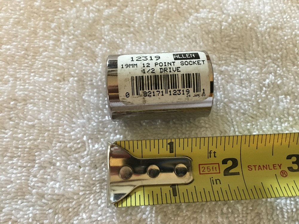 Allen 19mm 12 Point Socket 1/2 Drive 12319 - New