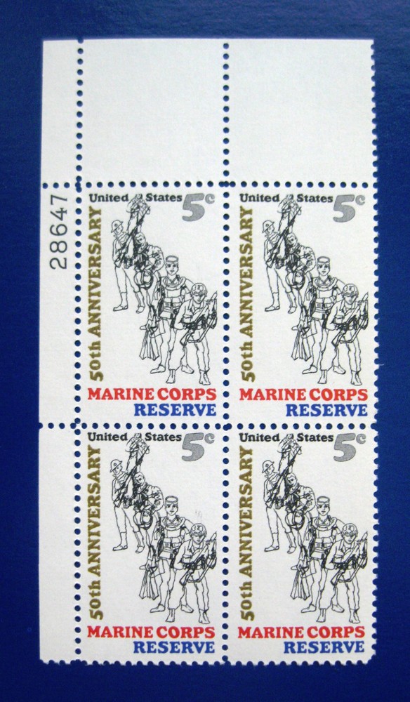 Sc # 1315 ~ Plate # Block ~ 5 cent Marine Corps Reserve Issue (dc26)