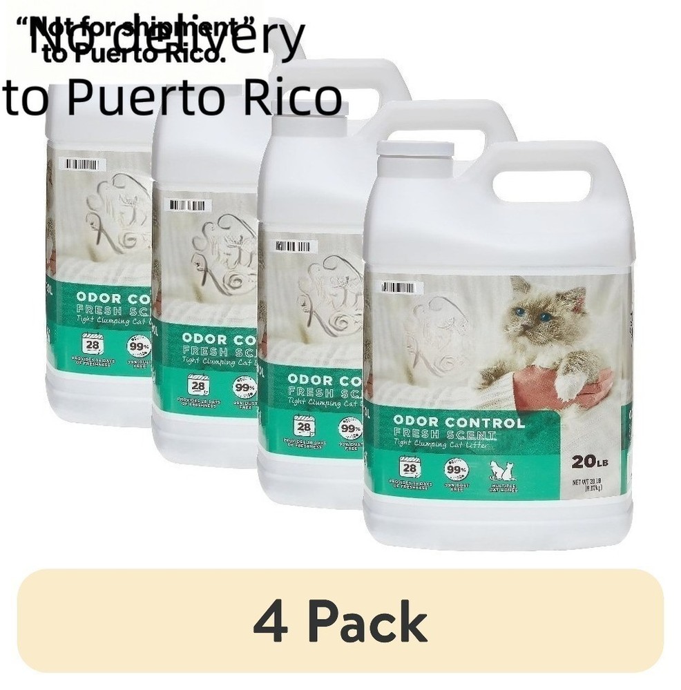 (4 pack)Scoopable Tight Clumping Cat Litter, Fresh Scent, 20 lb