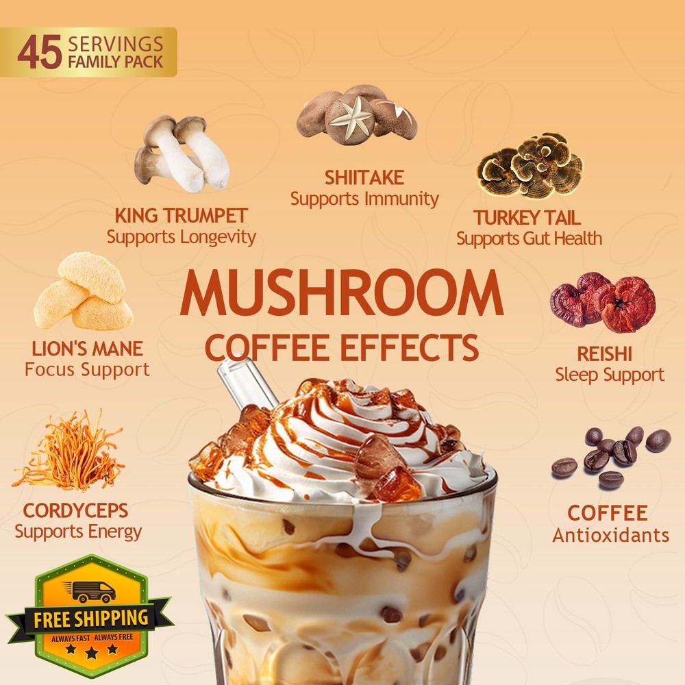 GRGTP Mushroom Coffee Adaptogen Blend 90 Servings