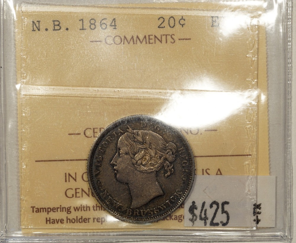 1864 New Brunswick Twenty Cent ICCS EF40