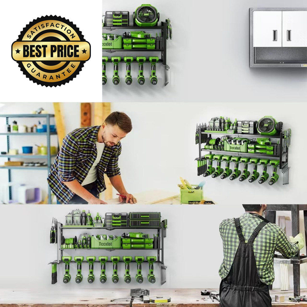 Power Tool Organizer - 3 Layer 8 Drill Holder Wall 3 8 Slots, Jet Black
