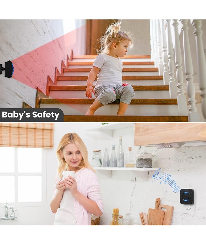 Wireless Motion Sensor LED Light - Motion Detector Alarm Chimes Door Sensor with