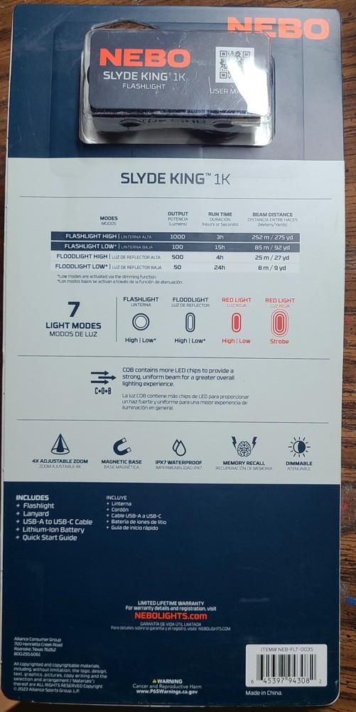 Nebo Slyde King 1K Rechargeable Flashlight